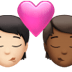 🧑🏻‍❤️‍💋‍🧑🏾 kiss: person, person, light skin tone, medium-dark skin tone display on Apple